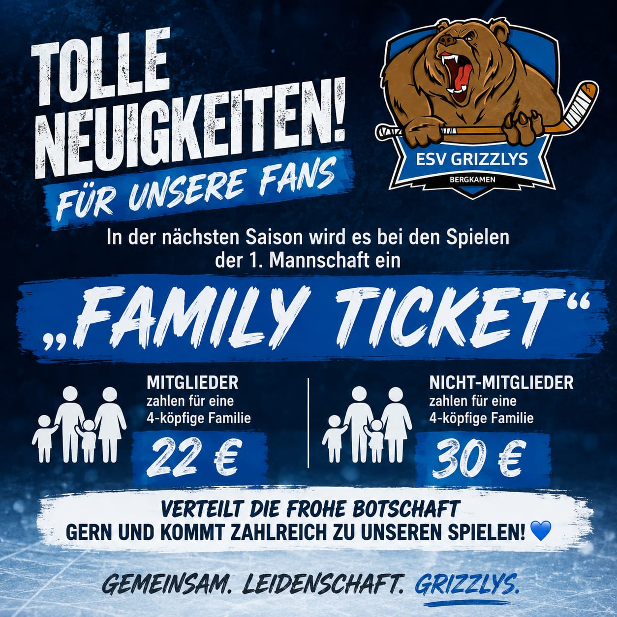 Familientickets für die neue Saison